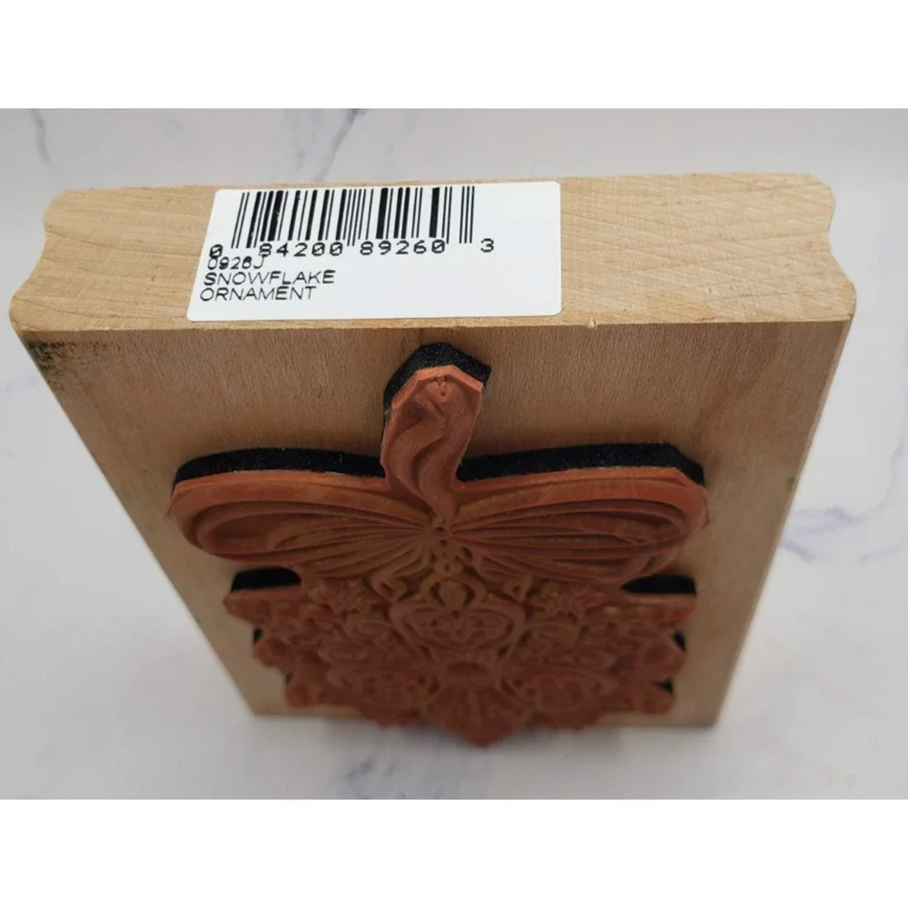 Ornamental Snowflake All Night Media Holiday Christmas Wood Mounted Rubber Stamp